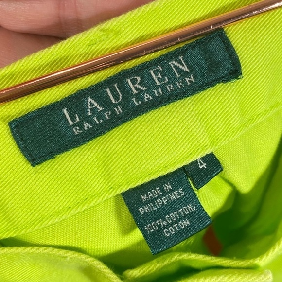 Vintage Lauren Ralph Lauren Lime Green high waisted bermuda shorts size 4 - Picture 5 of 5